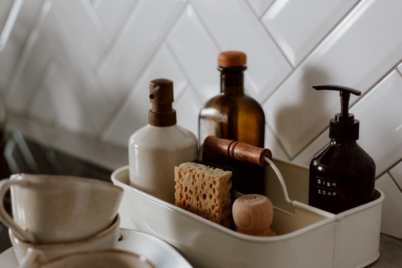 Pexels image of cleaning supplies to add to your vacation rental cleaning checklist