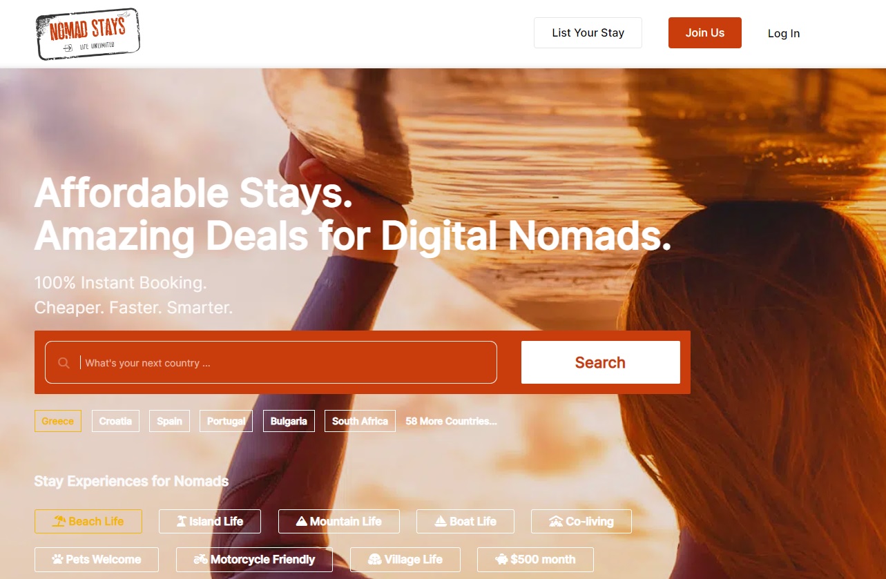 04_RueBaRue_VacationRentalStrategy_A screenshot of the Nomad Stays website to show different OTAs
